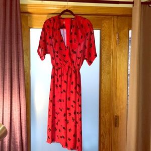 Vintage 1980s Elegance Size 7/8 Red Dress w/Belt
